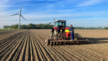 Uien zaaien op akkerbouwperceel
