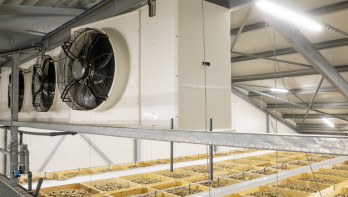 Ventilatie- en koelsysteem in een moderne aardappelbewaarloods