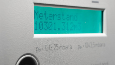 Nederlandse gasmeter met draadloze connectie naar de gasleverancier.