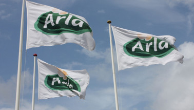 Vlaggen van Arla Foods, een zuivelverwerker