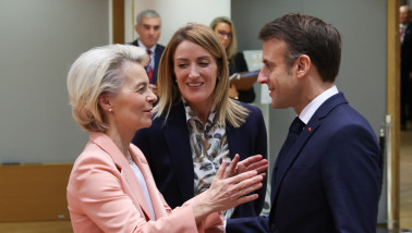 Ontmoeting tussen Emmanuel Macron en Ursula Von der Leyen
