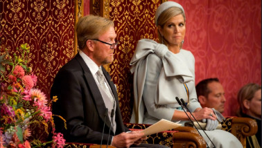 Koning Willem-Alexander en Koningin Máxima van Nederland tijdens de jaarlijkse Troonrede