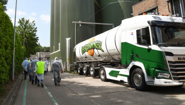 Milk truck of Lactalis Leerdammer, transporting fresh dairy products from farms