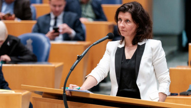 Esther Ouwehand (PvdD) tijdens het plenaire debat in de Tweede Kamer