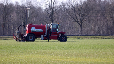 Drijfmest uitgereden op grasland als bemesting.