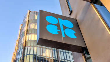 Toegangsbord van het hoofdkantoor van de Opec in Wenen