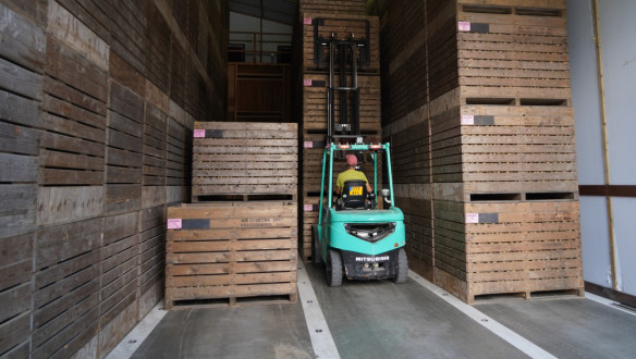 kisten Kistenbewaring Vorkheftruck Pootaardappelen