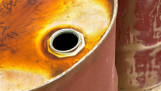 Old rusty oil barrel